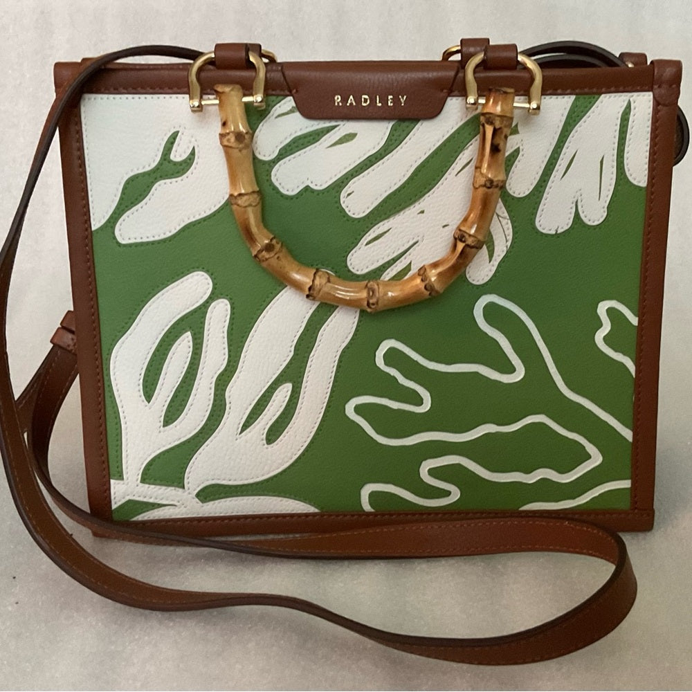 Radley London Limited Edition Bamboo Handle Leather Satchel — Seaweed Coastal | listing photo 2