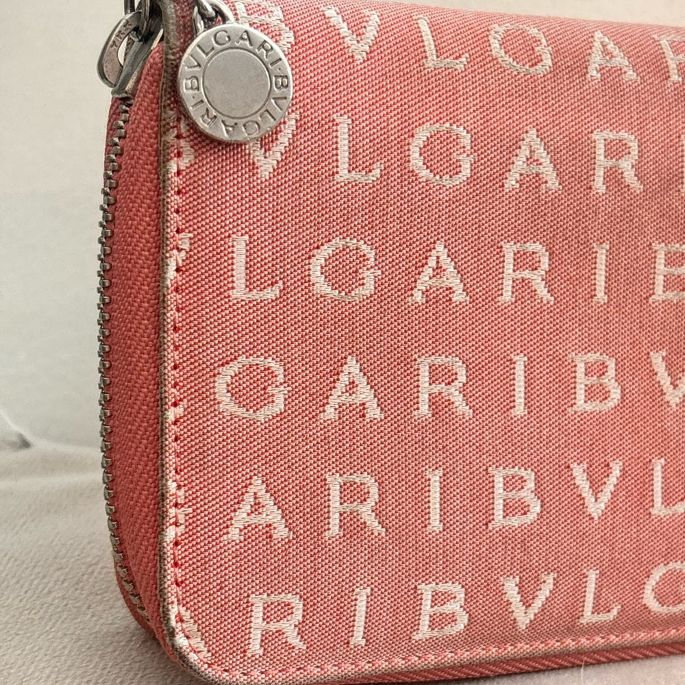 Bulgari coral pink BVLGARI logo zip-around wallet, photo 3 of 16