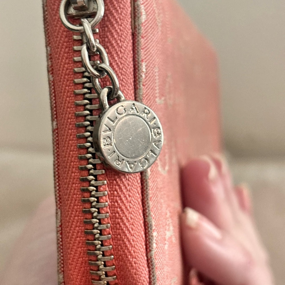 Bulgari coral pink BVLGARI logo zip-around wallet, photo 11 of 16