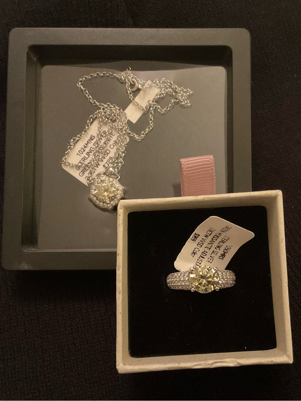 Green Moissanite SSVJewelry Set 4CTW Cathedral Ring&Halo Pendant GRA Certified! | listing photo 2