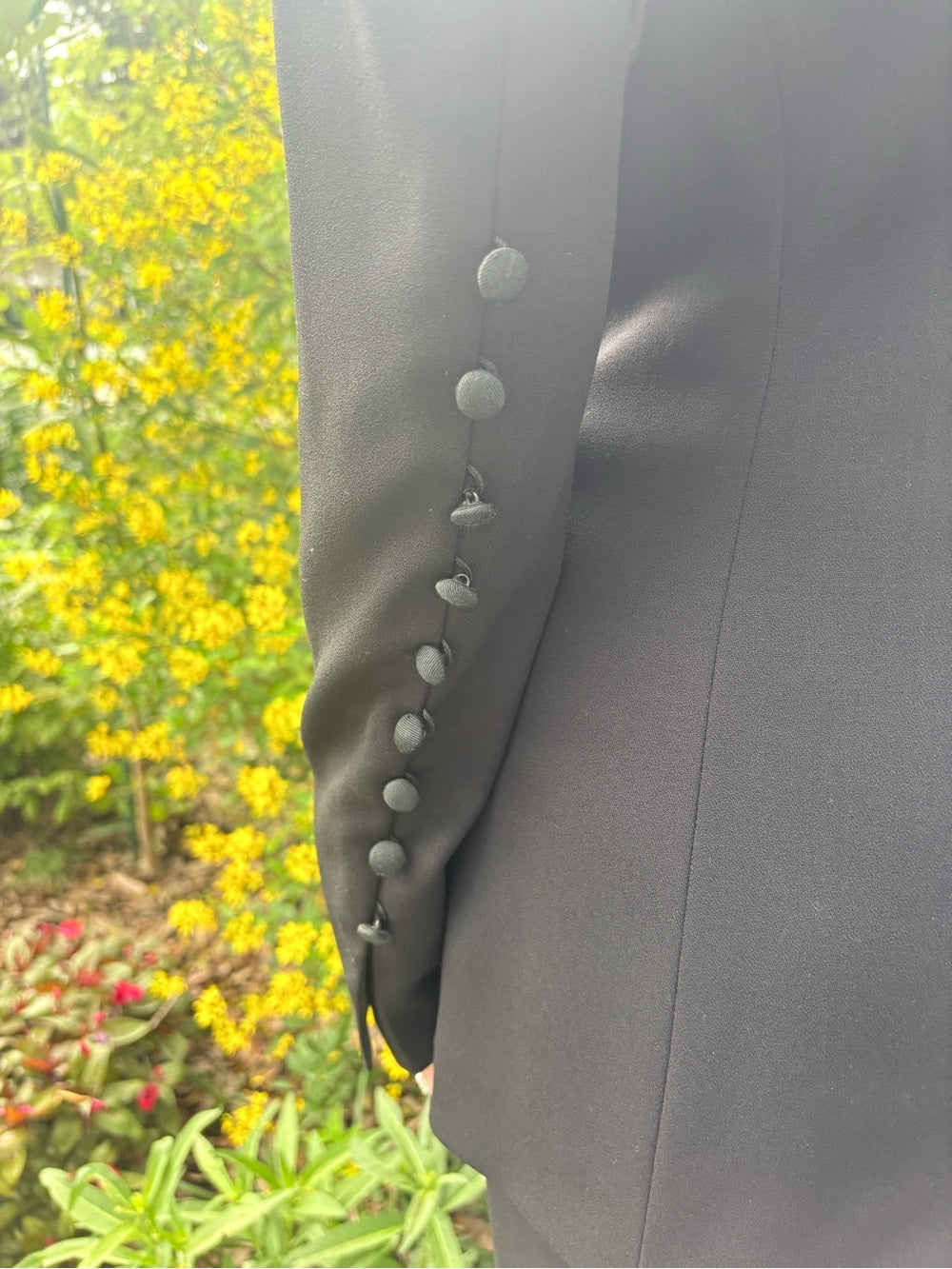 ESCADA Vintage Couture Black Open-Back Button Pant Suit Rare Statement Runway | listing photo 5