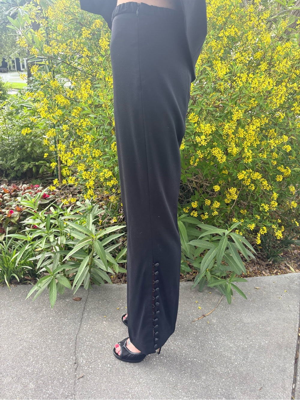 ESCADA Vintage Couture Black Open-Back Button Pant Suit Rare Statement Runway | listing photo 9