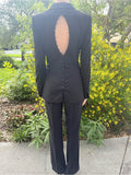 ESCADA Vintage Couture Black Open-Back Button Pant Suit Rare Statement Runway | listing photo 1