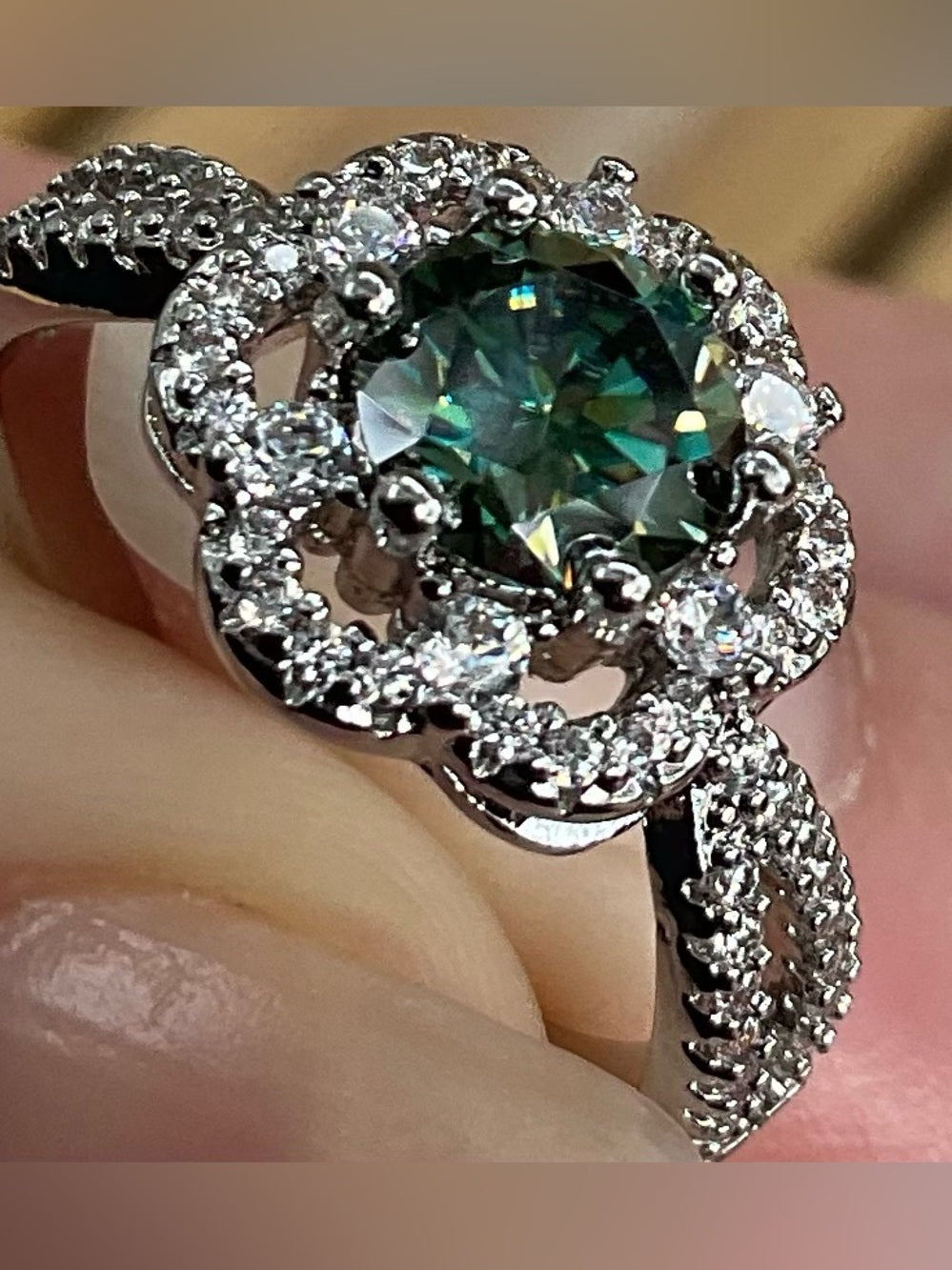 1 Ct Genuine Green Moissanite Halo Ring NWT | GRA Certified | Size 7 | Stunning | listing photo 14