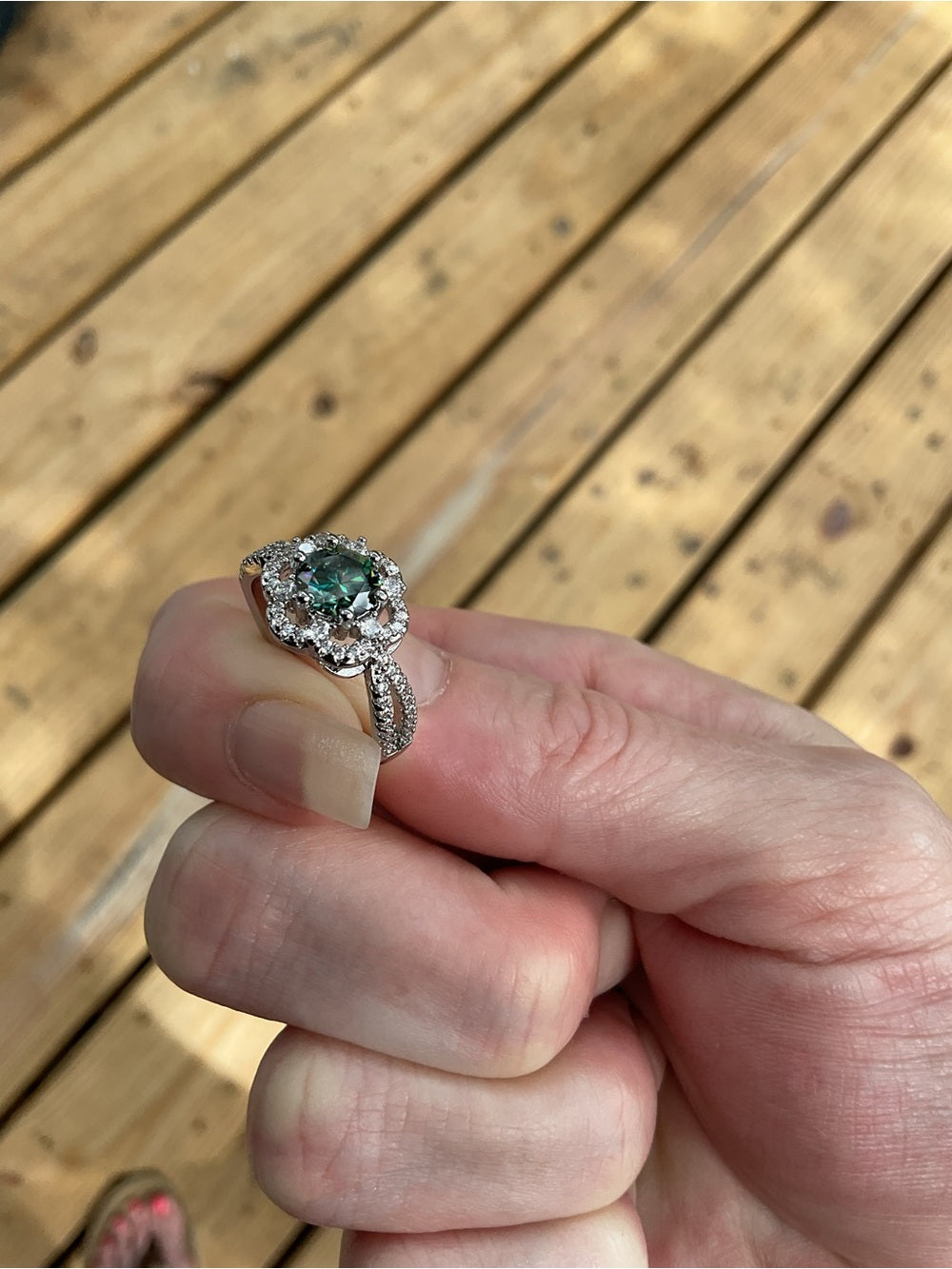 1 Ct Genuine Green Moissanite Halo Ring NWT | GRA Certified | Size 7 | Stunning | listing photo 9