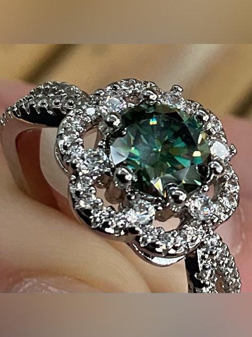 1 Ct Genuine Green Moissanite Halo Ring NWT | GRA Certified | Size 7 | Stunning | listing photo 1