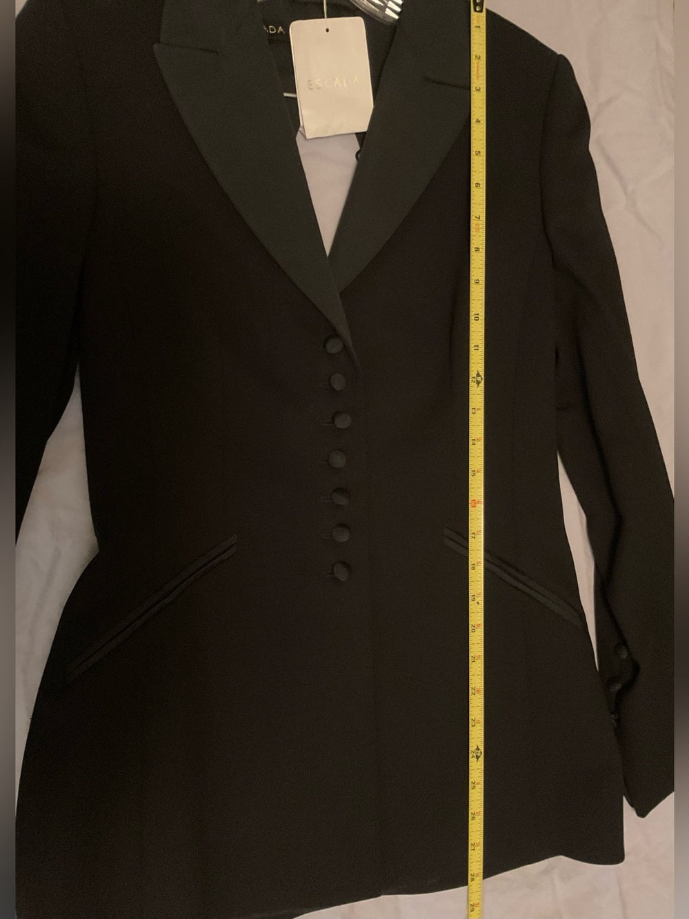 ESCADA Vintage Couture Black Open-Back Button Pant Suit Rare Statement Runway | listing photo 15