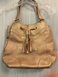 RARE Authentic MCM Metallic Bronze Pebbled Leather Drawstring Bag G0327. Korean. | listing photo 1