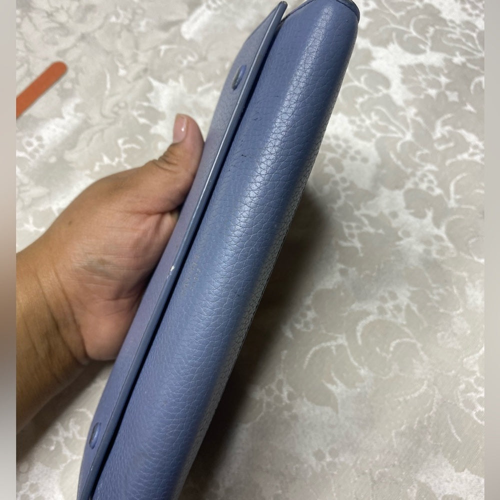 Celine Large Flap Multifunction Wallet in blue pebbled leather, photo 10 of 14