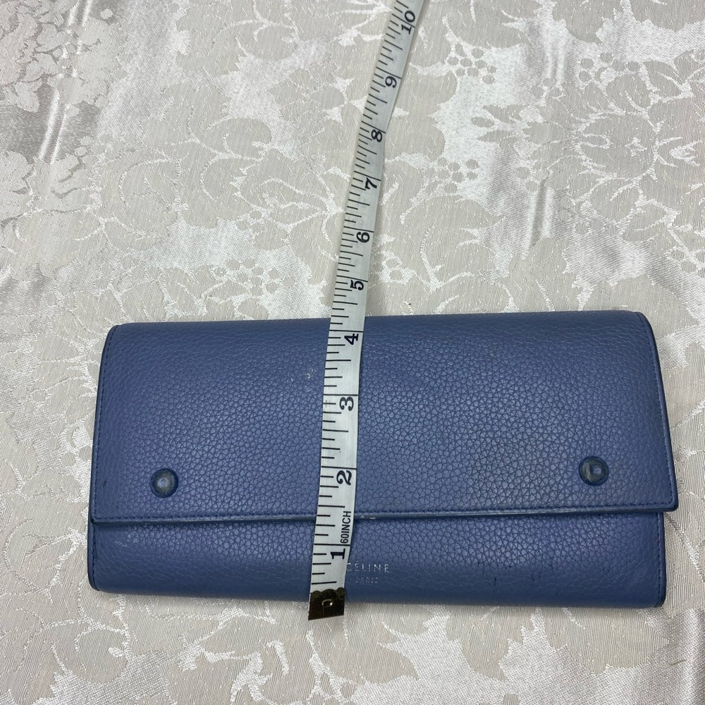 Celine Large Flap Multifunction Wallet in blue pebbled leather, photo 11 of 14