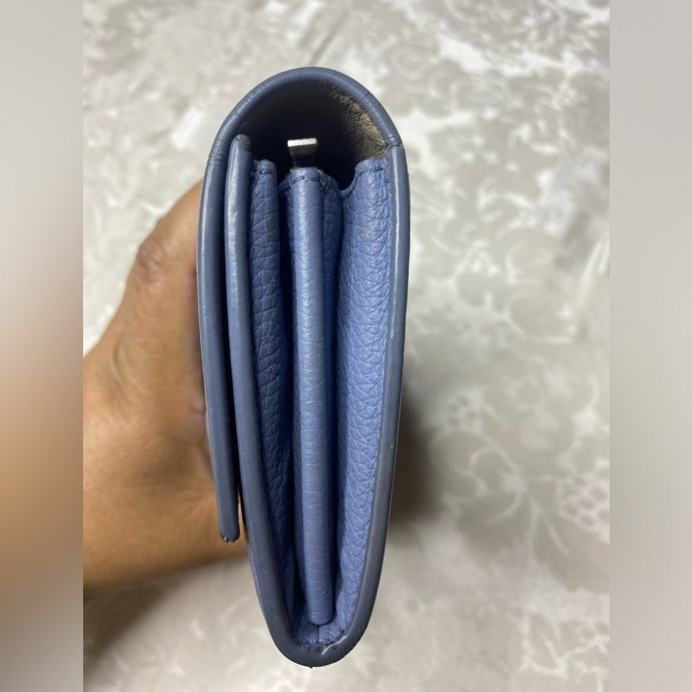 Celine Large Flap Multifunction Wallet in blue pebbled leather, photo 14 of 14