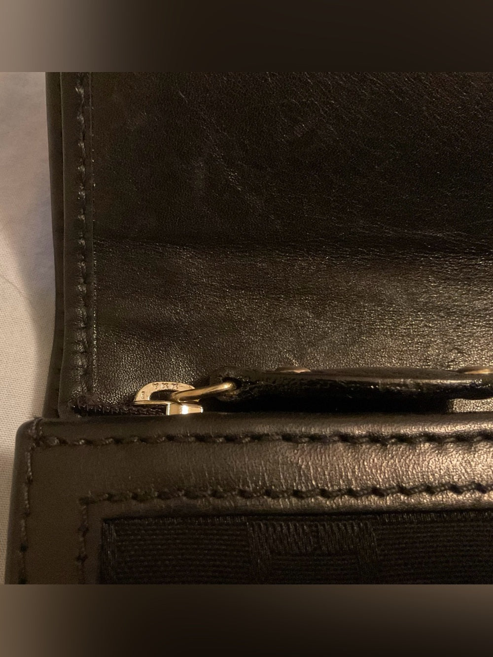 VINTAGE ST. JOHN Made in Italy Black Monogram Leather Oversized Wallet Gold Hard | listing photo 6