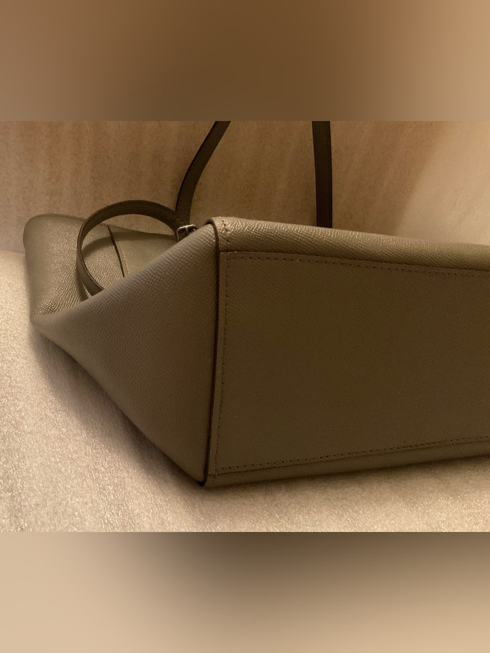 Coach Large Turnlock Tote Taupe Greige Leather XL Shoulder Bag Silver Hardware | listing photo 12