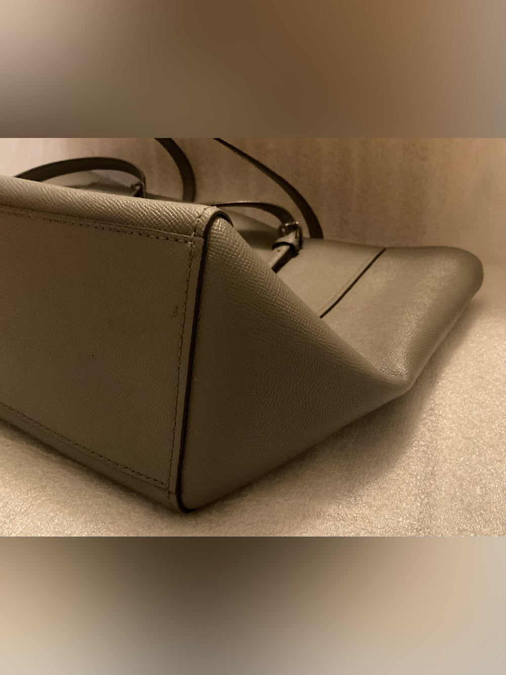 Coach Large Turnlock Tote Taupe Greige Leather XL Shoulder Bag Silver Hardware | listing photo 13