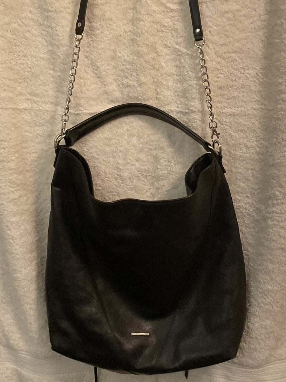 Rebecca Minkoff Moto Hobo Oversized Black Leather Double Zip Convertible Bag | listing photo 1