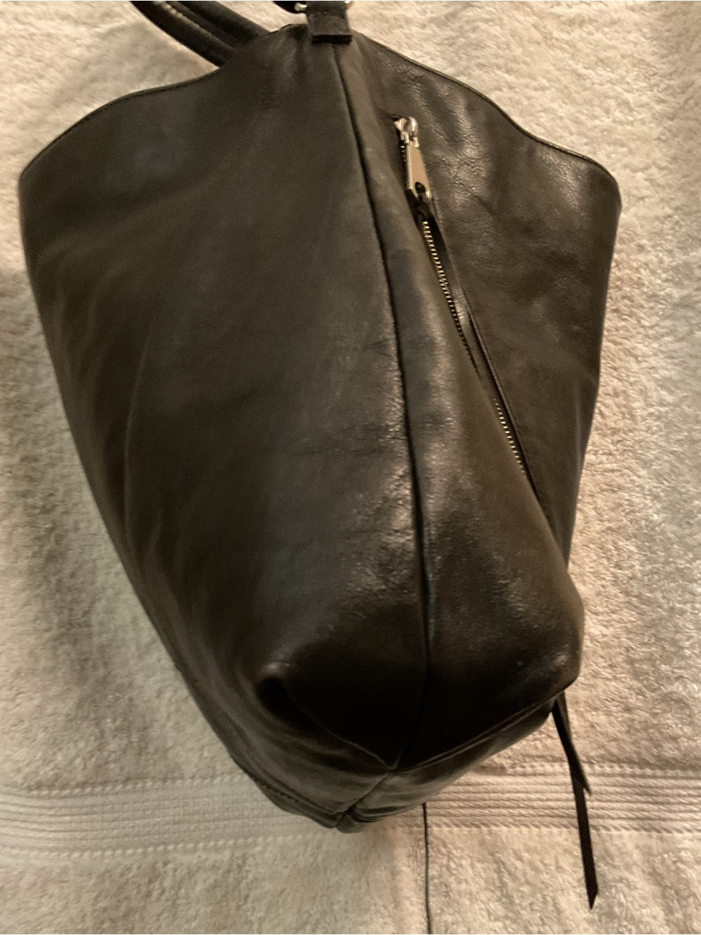 Rebecca Minkoff Moto Hobo Oversized Black Leather Double Zip Convertible Bag | listing photo 9