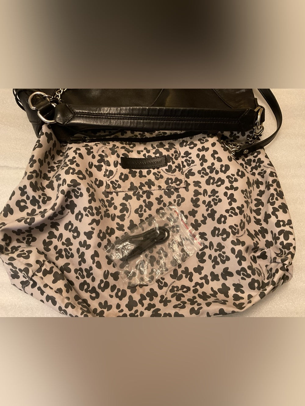Rebecca Minkoff Moto Hobo Oversized Black Leather Double Zip Convertible Bag | listing photo 12