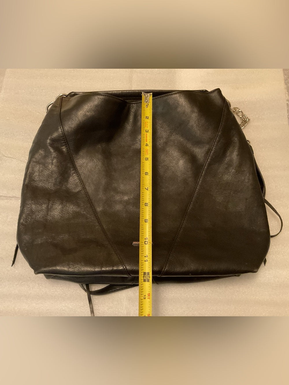 Rebecca Minkoff Moto Hobo Oversized Black Leather Double Zip Convertible Bag | listing photo 15