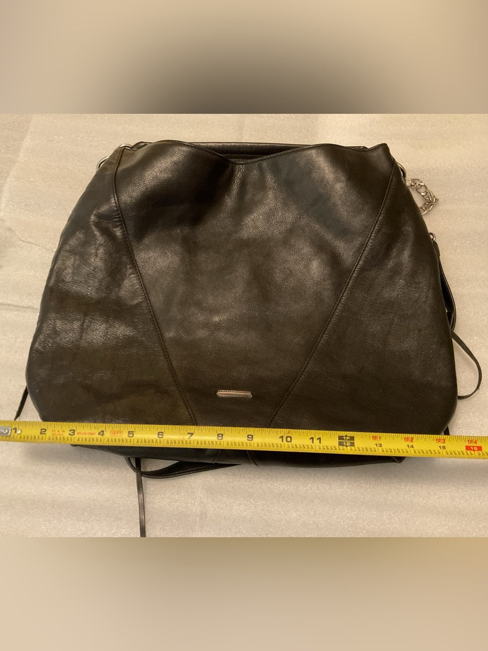Rebecca Minkoff Moto Hobo Oversized Black Leather Double Zip Convertible Bag | listing photo 16