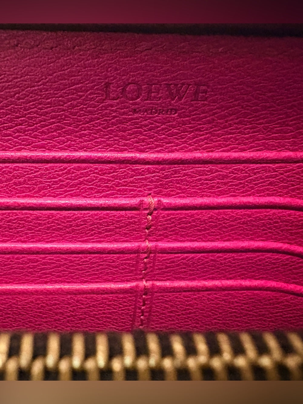 LOEWE Vintage Pink Leather Anagram Zip Around Continental Wallet Authentic COA | listing photo 14