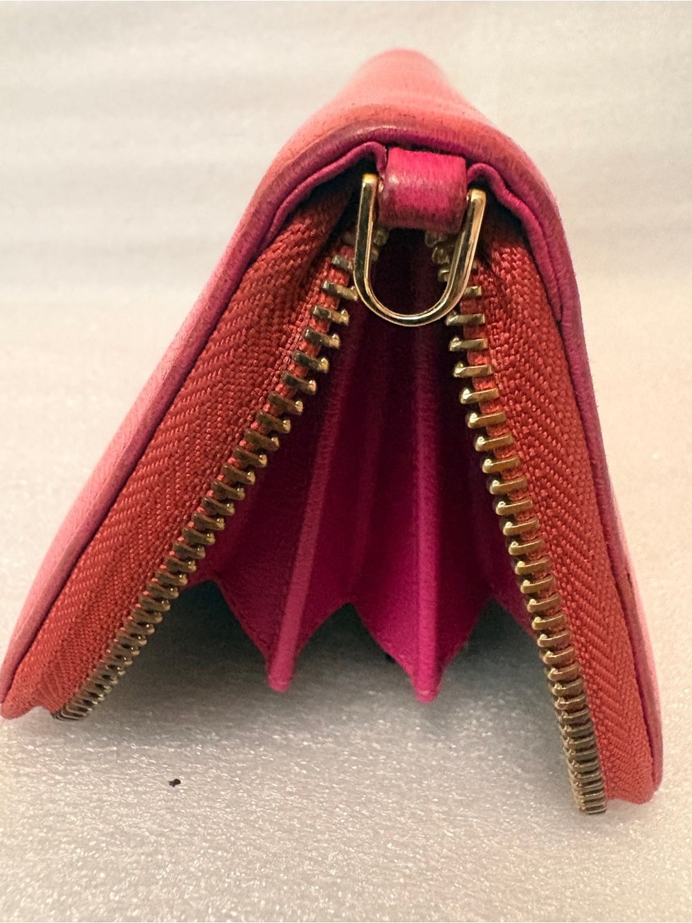 LOEWE Vintage Pink Leather Anagram Zip Around Continental Wallet Authentic COA | listing photo 10