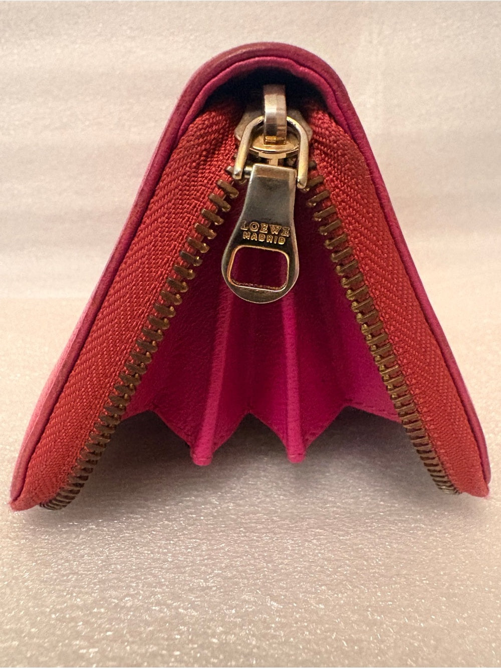 LOEWE Vintage Pink Leather Anagram Zip Around Continental Wallet Authentic COA | listing photo 9