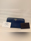 PRADA 1ML348 Vitello Move Bluette Blue Leather Continental Authenticity Card | listing photo 1
