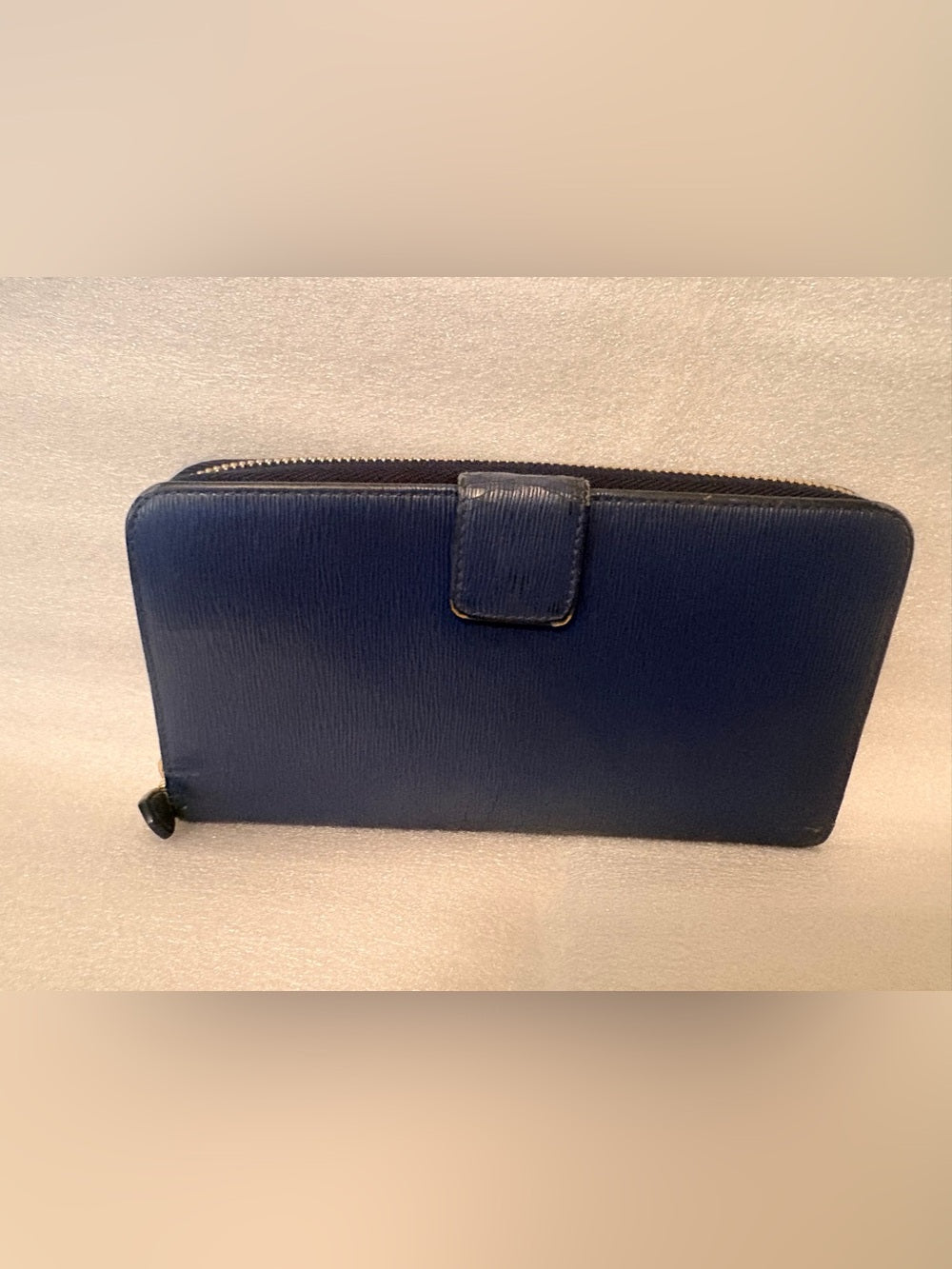 PRADA 1ML348 Vitello Move Bluette Blue Leather Continental Authenticity Card | listing photo 6