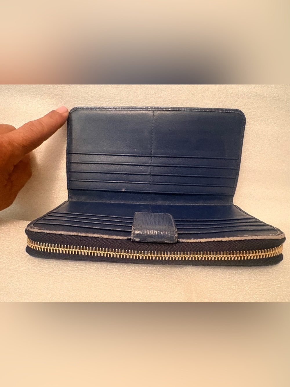 PRADA 1ML348 Vitello Move Bluette Blue Leather Continental Authenticity Card | listing photo 8