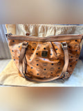 MCM Cognac Visetos Large Zip Tote Shoulder Bag Gold Hardware J4279 | listing photo 1