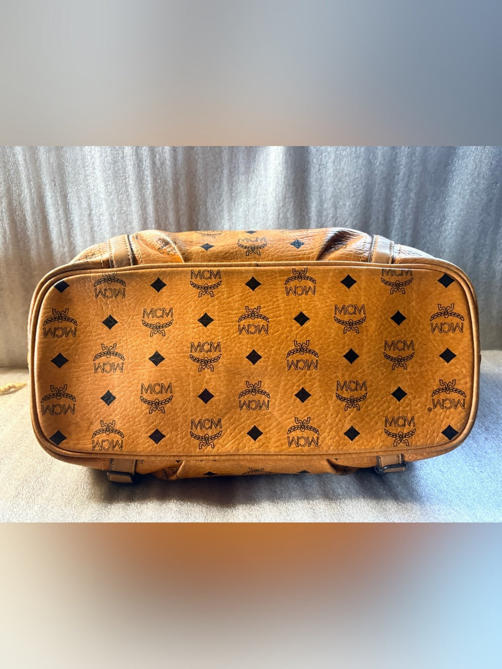 MCM Cognac Visetos Large Zip Tote Shoulder Bag Gold Hardware J4279 | listing photo 5